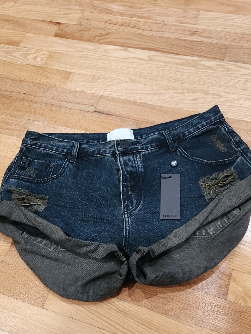 One Teaspoon Fox Black Bandit Denim Jeans with Black Leather Patch